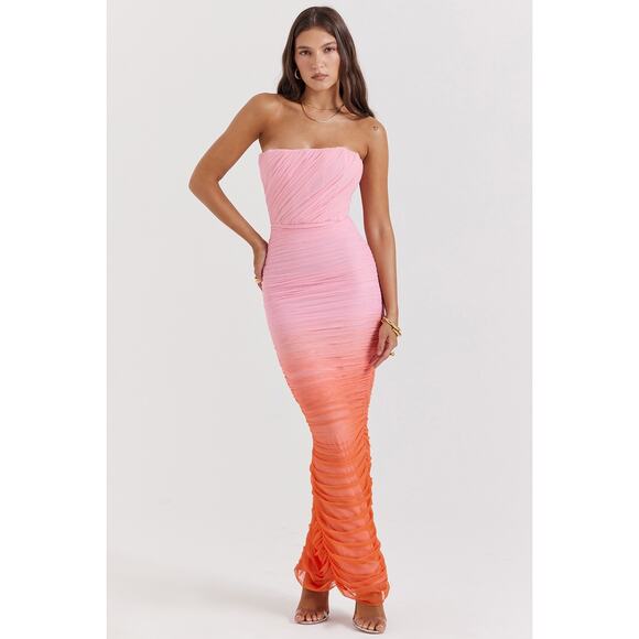 House of CB Sapphire Ombre Gathered Maxi Dress - Picture 1 of 10